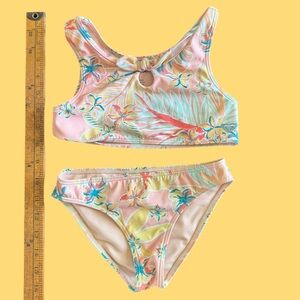 Kids Roxy Floral Keyhole Tank Bikini Set - Pink size6